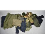 A Collection of Various Army Uniforms, Gloves, Mittons, Overalls etc