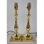 A Pair of Mid 20th Century Brass Table lamps, 31cms High