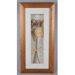 A Modern Framed Collage Depicting Roses and Wheat, 59x28cm