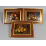 A Set of Three Small Framed Oils on Board in the 19th Century Style Still, Each 17x12cm