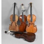 A Collection of Four Violins, All in Need of Restoration and Repair but of Good Quality