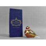 A Boxed Royal Crown Derby Gold Button Paperweight, Chaffinch