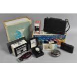 A Collection of Vintage Cameras to Include Polaroid Automatic 103 Land Camera, Leader Wrist Watch,