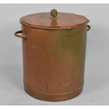 A Circular Copper Boiler Now Repurposed as Log Bin with Wooden Lid, 49cm Diameter and 52cm high