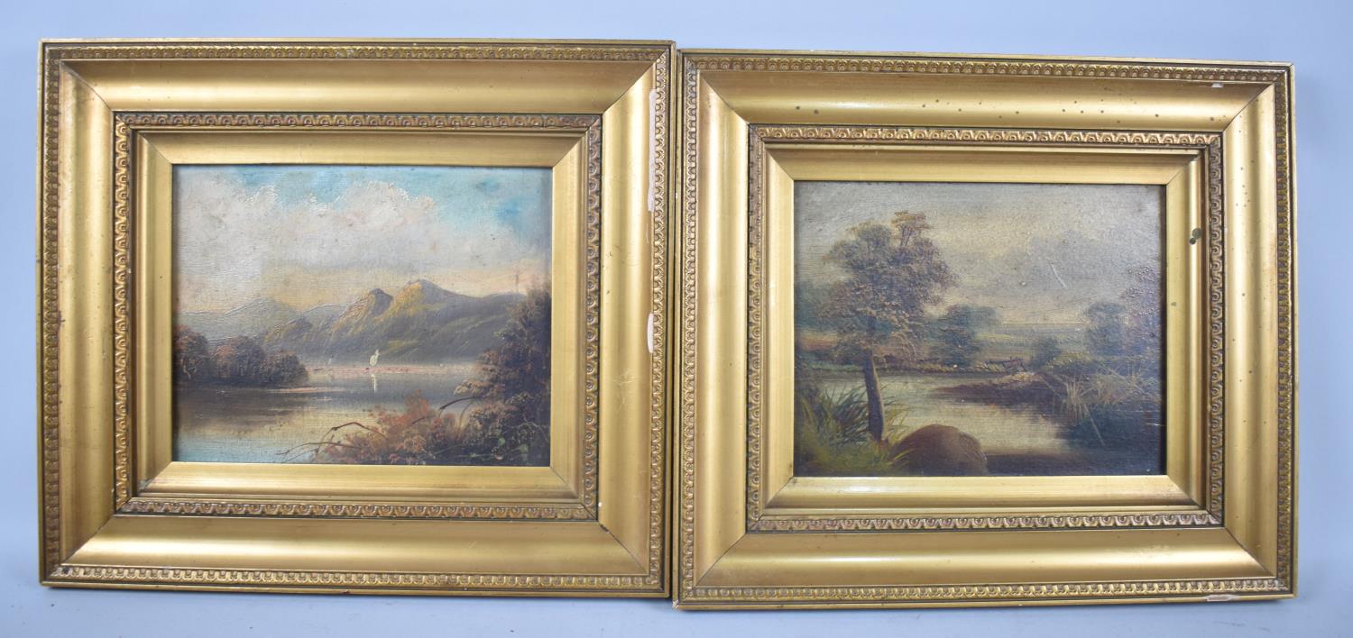 A Pair of Gilt Framed Oils on Board, Late 19th/Early 20th Century, 22x17cm