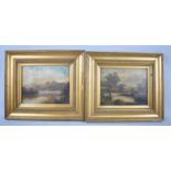 A Pair of Gilt Framed Oils on Board, Late 19th/Early 20th Century, 22x17cm