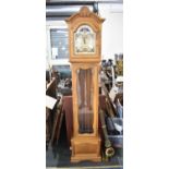 A Modern Pine Longcase Three Weight Clock with Rolling Moon Movement and Three Chimes