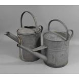 Two Vintage Galvanized Iron Watering Cans