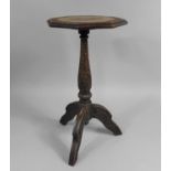 A Small Indian Brass Inlaid and Carved Tripod Table, 54cms High