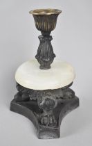A Late 19th Century Bronze Effect Spelter French Second Empire Style Candlestick with Trefoil Base