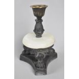 A Late 19th Century Bronze Effect Spelter French Second Empire Style Candlestick with Trefoil Base