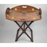 A Reproduction Occasional Tray Top Table with Hinged Sides and X Frame Base, 80cms Wide