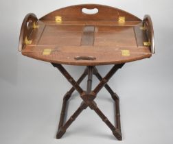 A Reproduction Occasional Tray Top Table with Hinged Sides and X Frame Base, 80cms Wide