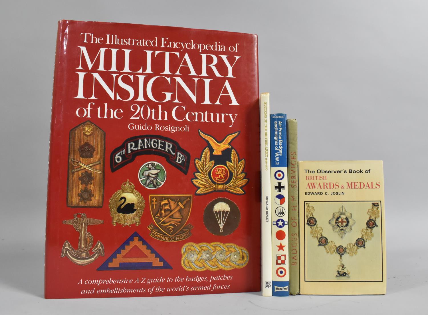 A Collection of Five Books on Military Insignia, Military Badges and Buttons etc