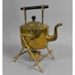 An Edwardian Brass Spirit Kettle with Burner, 15cms High