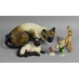 A Collection of Various Animal Ornaments to comprise Large Cat, Beswick Example, Coalport Water