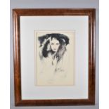 A Large Cushion Framed Print of a Maiden, 29x41cm