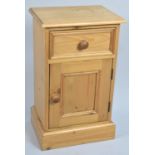 A Modern Pine Bedside Cabinet with Top Drawer, 37cm Wide