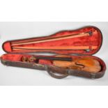A Late 19th Century German Violin with Two Piece Flame Mahogany Back and with Printed Stradivarius