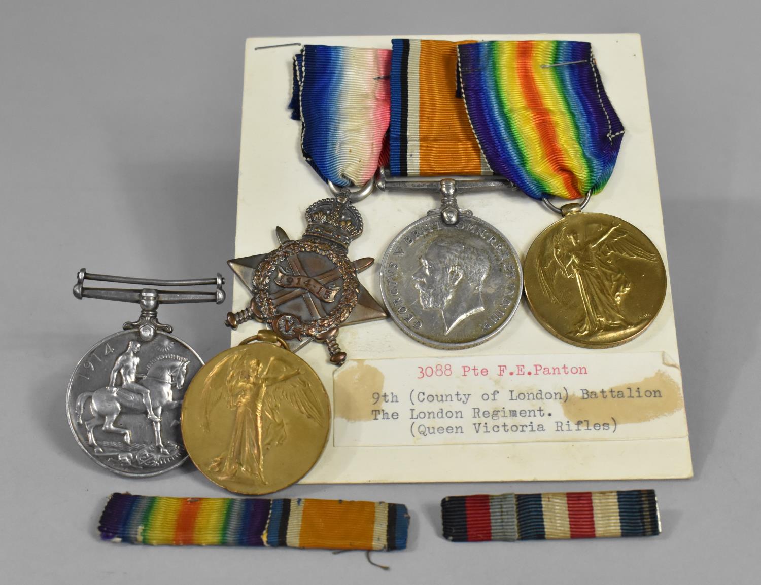 A Collection of WWI Medals Awarded to 3088 PTE F E Panton, London Regiment Together with Two for - Image 2 of 2