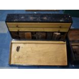 A Vintage Wooden Carpenters Tool Chest Containing Moulding Planes, 82cm wide