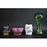 A Collection of Various Glassware to comprise Matching Cranberry and Vaseline Glass Jug and Bowl,