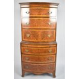 A Mid 20th Century Burr Walnut Chest on Chest with Crossbanded Drawers, a Little Veneer Loss to