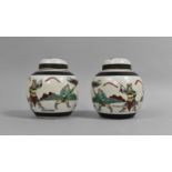 Two 20th Century Chinese Nanking Crackle Glazed Ginger Jars decorated in Polychrome Enamels with