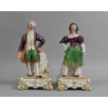 Two Continental Glazed Porcelain Novelty Spill/Scent Bottles in the Form of King and Queen, Some