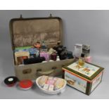 A Vintage Suitcase containing Vintage Lotions and Perfumes, Chanel No 5 Etc