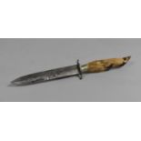 An American Deer's Foot Hunting Knife by E F W Meier St. Louis, Overall Length 28cm Long Overall