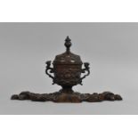 A Victorian Bronze Effect Desk Top Inkwell in the French Style and in the Form of a Two Handled