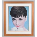 A Large Framed Photographic Print, Audrey Hepburn, 40x48cm