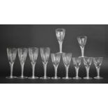 A Collection of Large and Short Stuart Air Twist Stemmed Glasses