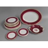 A Collection of Various Wedgwood Burgundy Trim and White Dinnerwares to comprise Plates, Platter Etc