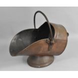 A Late 19th/Early 20th Century Copper Helmet Shaped Coal Scuttle with Iron Loop Handle, 50cm Long