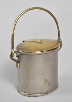 A Novelty Desk Top Inkwell in the Form of an Oval Pail with hinged Brass Lid and Carrying Handle