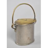 A Novelty Desk Top Inkwell in the Form of an Oval Pail with hinged Brass Lid and Carrying Handle