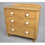 A Late Victorian Galleried Pine Chest of Two Short and Two Long Drawers, 86cm wide