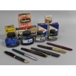 A Collection of Various Vintage Stationery to comprise Ink Bottles, Ink, Fountain and Other Pens Etc