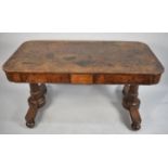 A Mid 19th Century Burr Wood Two Drawer Side Table on Turned Supports, 137cm Wide