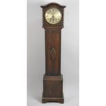 An Edwardian Oak Cased Grandmother Clock with Barley Twist Pilaster Supports to Hood, Movement Needs