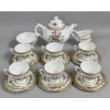 A Coalport Ming Rose Pattern Tea Set to Comprise Six Cups, Six Saucers, Six Side Plates, Teapot,