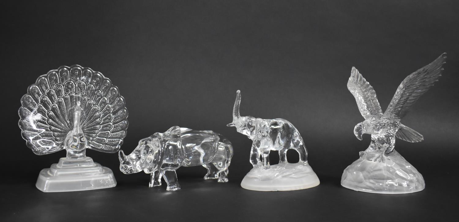 A Collection of Four French Plain Glass Animal Paperweight Ornaments