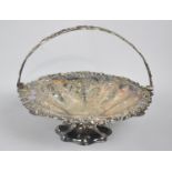 An Edwardian Silver PLated Cake or Fruit Basket with Pierced Loop Handle, 28cms Wide