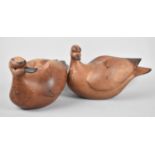 A Pair of Carved Wooden Ducks, 31cms Long