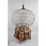 A Vintage Victorian Style Balloon Shaped Birdcage, 73cms High