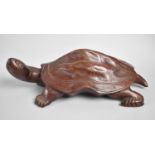 A Chinese Carved Wooden Study of a Tortoise, 20cms Long