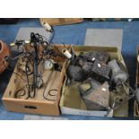 A Collection of Various Wrought Iron and Other Light Fittings, Lanterns etc (Weathered Condition