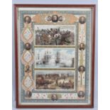 A Framed Military Print Depicting Three Battles, 30x40cm